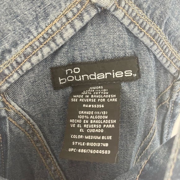 Blue denim cargo shorts overalls with adjustable straps and buttons - Picture 2 of 5